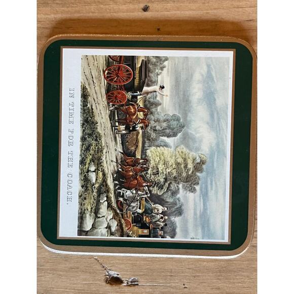 Set of 4 Vintage Pimpernel Corked Back Coasters. American West. Coach. English - Picture 6 of 9